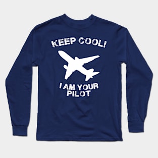 Because I'm The Captain aviation airpane pilot gift idea present Long Sleeve T-Shirt